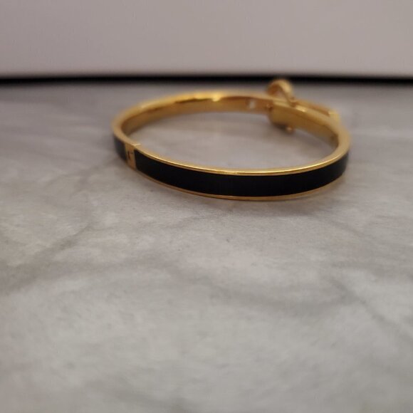 🐴 Juicy Couture Black Gold Enamel Belt Buckle Equestrian Bangle Bracelet 🐴 - Picture 5 of 10